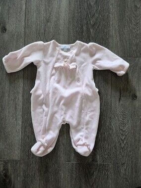 Vintage BeTop Baby Soft Velvet Pink  One-Piece Footed Sleeper